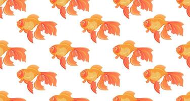 Seamless pattern with bright goldfish. Background with veil tails vector