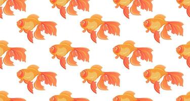 Seamless pattern with bright goldfish. Background with veil tails vector