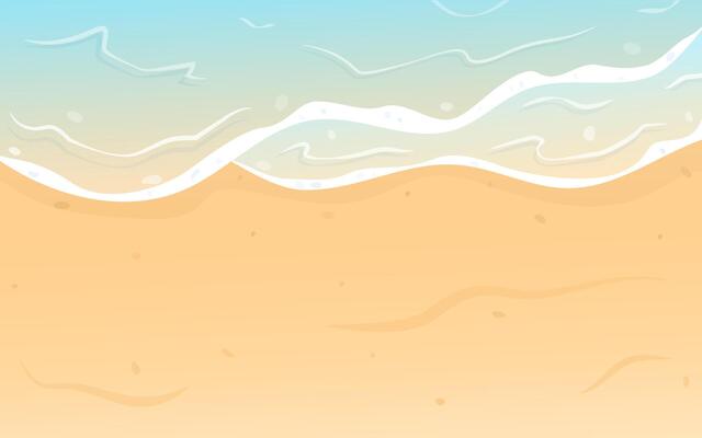 Summer beach, sand and waves background. illustration