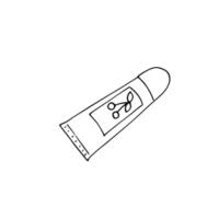 Hand-drawn Lip gloss tube isolated on white. Makeup cosmetic product. illustration in doodle style. vector