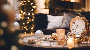 New Year party decor, home decoration for festive holiday celebration photo