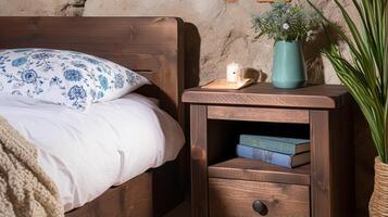 casa de Campo dormitorio decoración, interior diseño y de madera muebles, cama con país lecho, Inglés país casa, fiesta alquiler y cabaña estilo foto