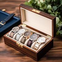 Luxury mens watch case box as a holiday gift for him, bespoke product design photo