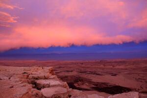 Lighting and color of the sky above the horizon at sunset. photo