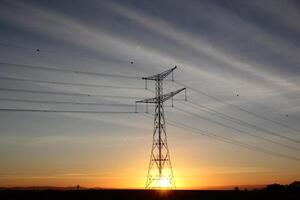 Lighting and color of the sky above the horizon at sunset. photo