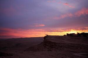 Lighting and color of the sky above the horizon at sunset. photo