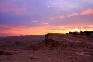 Lighting and color of the sky above the horizon at sunset. photo