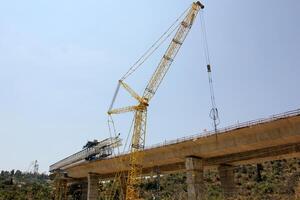 A new bridge for railway transport is being built. photo