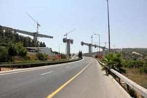 A new bridge for railway transport is being built. photo