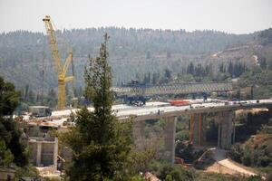 A new bridge for railway transport is being built. photo