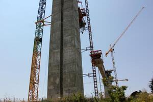 A new bridge for railway transport is being built. photo