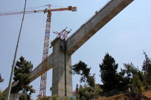 A new bridge for railway transport is being built. photo