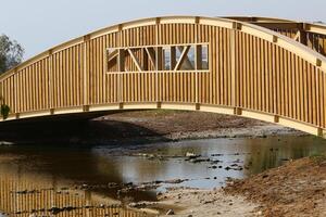 The bridge was built over a gorge and a water obstacle. photo