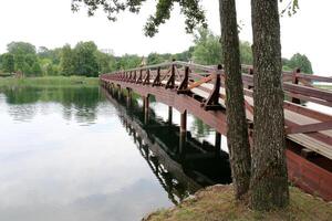 The bridge was built over a gorge and a water obstacle. photo