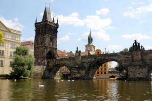 The bridge was built over a gorge and a water obstacle. photo