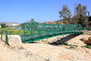 The bridge was built over a gorge and a water obstacle. photo