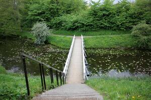 The bridge was built over a gorge and a water obstacle. photo