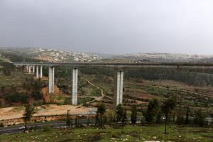 The bridge was built over a gorge and a water obstacle. photo