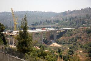 The bridge was built over a gorge and a water obstacle. photo