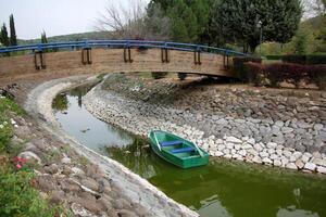 The bridge was built over a gorge and a water obstacle. photo