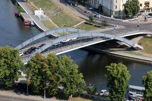 The bridge was built over a gorge and a water obstacle. photo