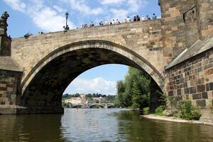 The bridge was built over a gorge and a water obstacle. photo