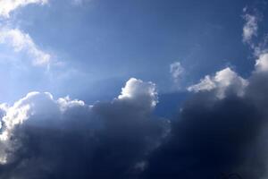 Rain clouds in the sky over the Mediterranean Sea. photo