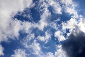 Rain clouds in the sky over the Mediterranean Sea. photo