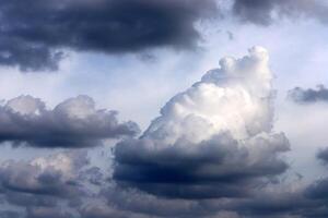 Rain clouds in the sky over the Mediterranean Sea. photo