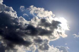 Rain clouds in the sky over the Mediterranean Sea. photo