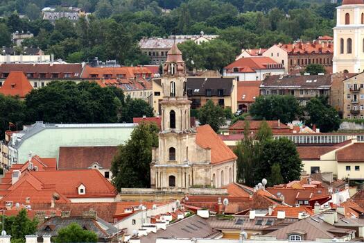 02 07 2023 Vilnius Lithuania. Vilnius is the capital and largest city of Lithuania. It is located in the southeast of Lithuania on the Vilnius River. photo