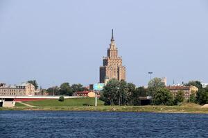 25 07 2023 Riga Latvia. Riga, the capital of Latvia, is located on the banks of the Daugava River at its confluence with the Gulf of Riga. photo