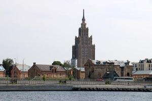 25 07 2023 Riga Latvia. Riga, the capital of Latvia, is located on the banks of the Daugava River at its confluence with the Gulf of Riga. photo