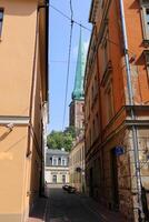 25 07 2023 Riga Latvia. Riga, the capital of Latvia, is located on the banks of the Daugava River at its confluence with the Gulf of Riga. photo