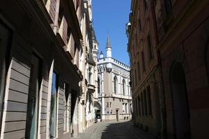 25 07 2023 Riga Latvia. Riga, the capital of Latvia, is located on the banks of the Daugava River at its confluence with the Gulf of Riga. photo