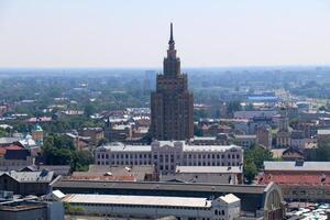 25 07 2023 Riga Latvia. Riga, the capital of Latvia, is located on the banks of the Daugava River at its confluence with the Gulf of Riga. photo