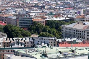 25 07 2023 Riga Latvia. Riga, the capital of Latvia, is located on the banks of the Daugava River at its confluence with the Gulf of Riga. photo