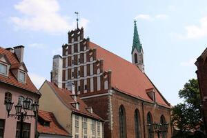 25 07 2023 Riga Latvia. Riga, the capital of Latvia, is located on the banks of the Daugava River at its confluence with the Gulf of Riga. photo