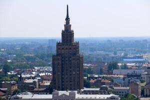 25 07 2023 Riga Latvia. Riga, the capital of Latvia, is located on the banks of the Daugava River at its confluence with the Gulf of Riga. photo