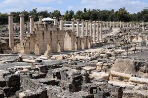 05 06 2022 Haifa Israel. In the Beit She'an National Park, after the earthquake, the ruins of an ancient Roman city were preserved. photo