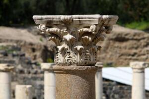 05 06 2022 Haifa Israel. In the Beit She'an National Park, after the earthquake, the ruins of an ancient Roman city were preserved. photo