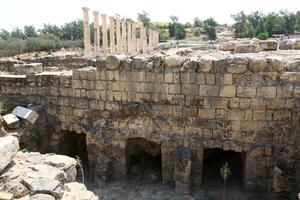 05 06 2022 Haifa Israel. In the Beit She'an National Park, after the earthquake, the ruins of an ancient Roman city were preserved. photo