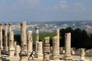 05 06 2022 Haifa Israel. In the Beit She'an National Park, after the earthquake, the ruins of an ancient Roman city were preserved. photo
