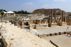 05 06 2022 Haifa Israel. In the Beit She'an National Park, after the earthquake, the ruins of an ancient Roman city were preserved. photo