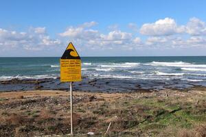 Road signs and directional signs on roads in Israel. photo