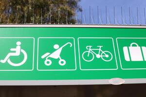 Road signs and directional signs on roads in Israel. photo