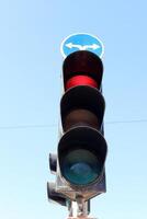 Road signs and directional signs on roads in Israel. photo