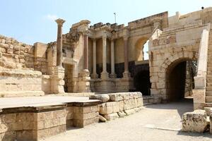 05 06 2022 Haifa Israel. In the Beit She'an National Park, after the earthquake, the ruins of an ancient Roman city were preserved. photo