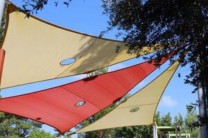 Canopy for protection from the hot sun in a city park. photo