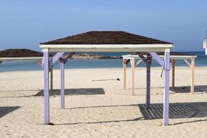 Canopy for protection from the hot sun in a city park. photo